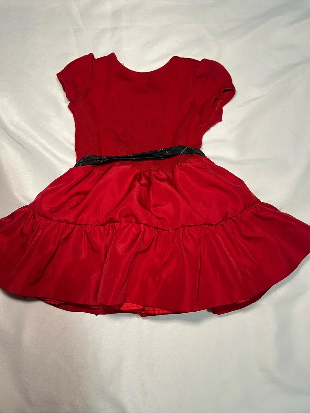 Ralph Lauren Girls Red Holiday Dress with Plaid Tie Belt – Size 3 Months